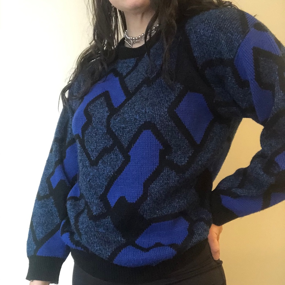 vintage 80s color block sweater